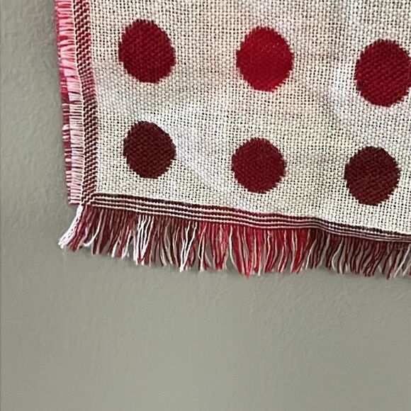 Talbots Women’s Red Cream Polka Dot Wool Blend Fashion Scarf Fringe 75”, 17.5” - Picture 11 of 16